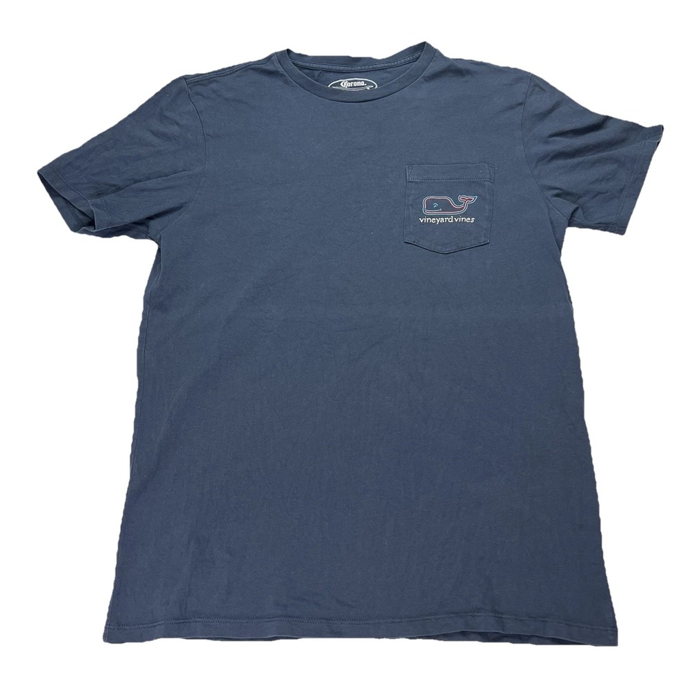 Vineyard Vines Corona Neon Graphic T-Shirt Blue Short Sleeve Men's Small